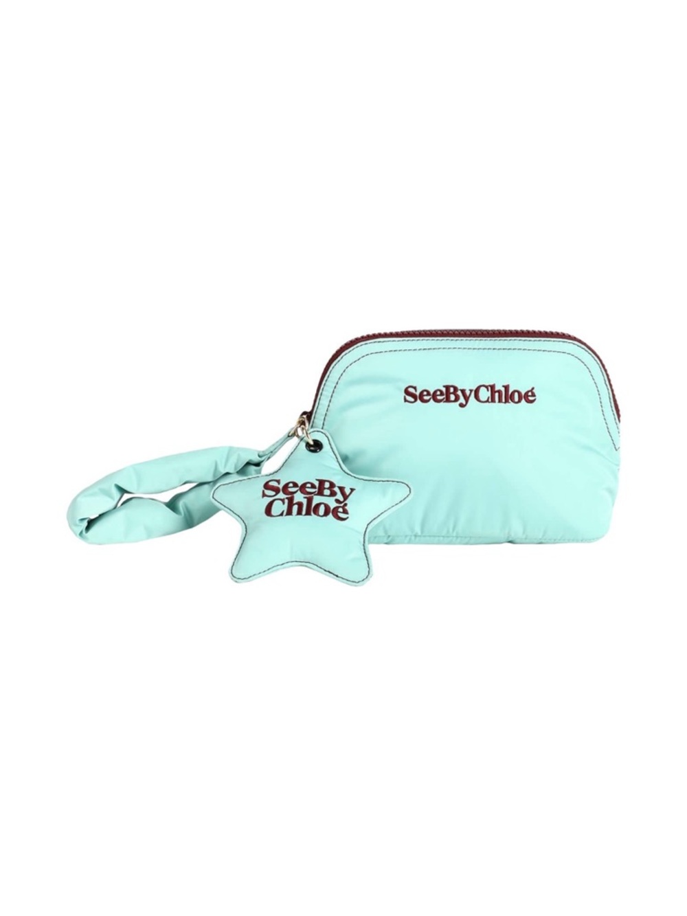 See By Chloé Mint Green Beauty Case Cosmetic Bag Star Charm Wristlet NWT NEW
